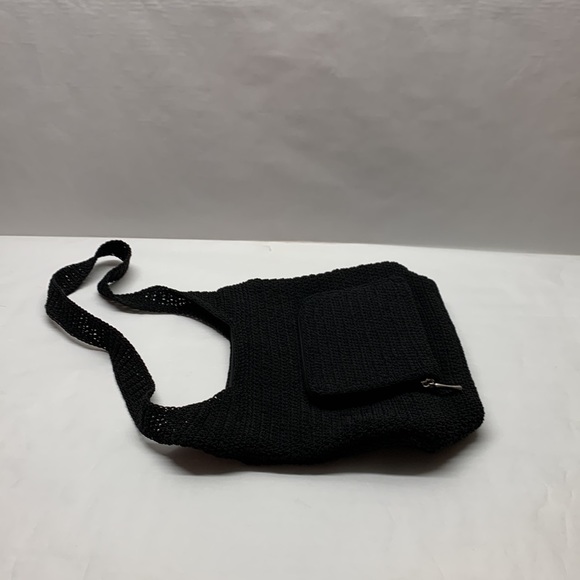 Black crocheted shoulder bag purse - Picture 4 of 11